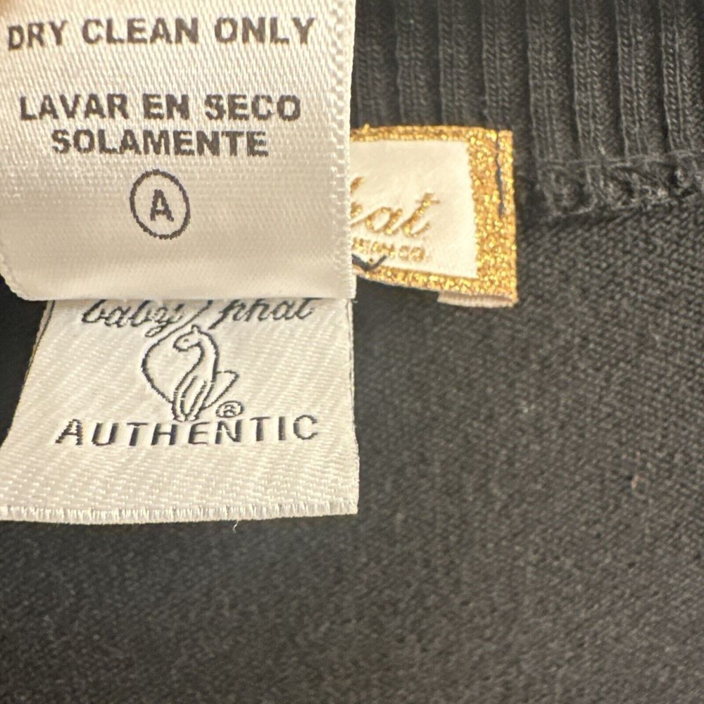 Baby Phat Women Size 2X Diva Spellout V-Neck Embellished Sweater Black Gold Y2K - Picture 3 of 10